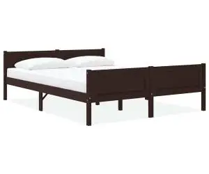 vidaXL Cadru de pat, maro închis, 120x200 cm, lemn masiv de pin