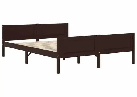 Cadru de pat, maro închis, 120x200 cm, lemn masiv de pin - 2/5