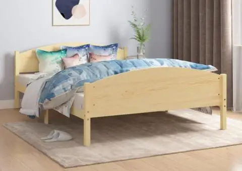 Cadru de pat, 140x200 cm, lemn masiv de pin - 1/5