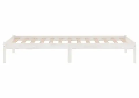 Cadru de pat, alb, 100x200 cm, lemn masiv de pin - 5/5