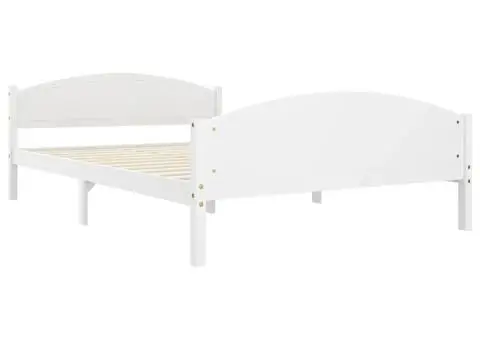 Cadru de pat, alb, 140x200 cm, lemn masiv de pin - 3/5