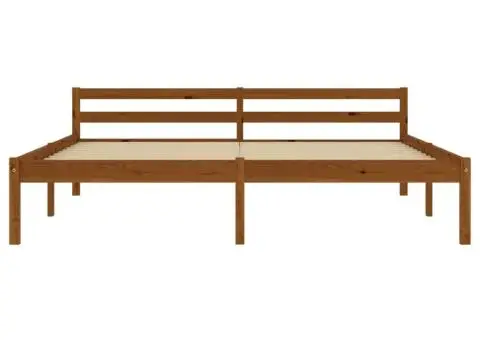 Cadru de pat, maro miere, 160 x 200 cm, lemn masiv de pin - 3/5
