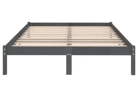Cadru de pat Super King, gri, 180x200 cm, lemn masiv - 4/5