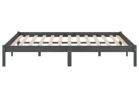 Cadru de pat Super King, gri, 180x200 cm, lemn masiv - 5/5