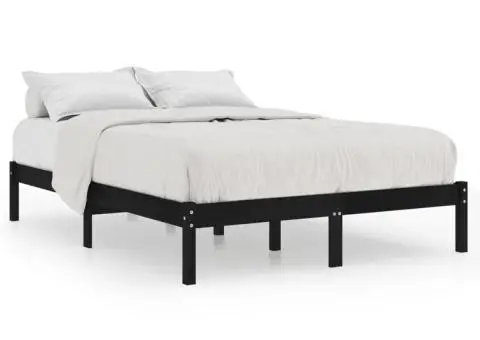 Cadru de pat, negru, 200x200 cm, lemn masiv de pin - 2/5