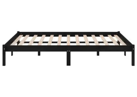 Cadru de pat, negru, 200x200 cm, lemn masiv de pin - 5/5