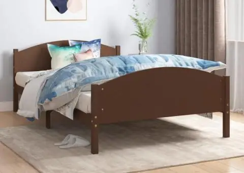Cadru de pat, maro închis, 120x200 cm, lemn masiv de pin - 1/5