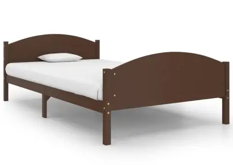 Cadru de pat, maro închis, 120x200 cm, lemn masiv de pin - 2/5