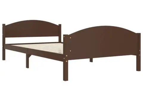 Cadru de pat, maro închis, 120x200 cm, lemn masiv de pin - 3/5