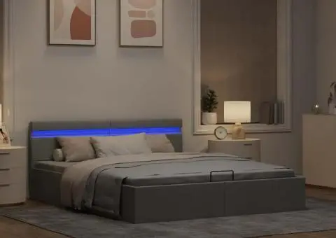 Cadru pat hidraulic cu ladă LED gri deschis 160x200 cm, textil - 5/5