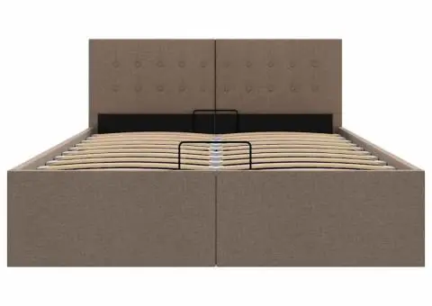 Cadru de pat hidraulic cu ladă, gri taupe, 120 x 200 cm, textil - 5/5