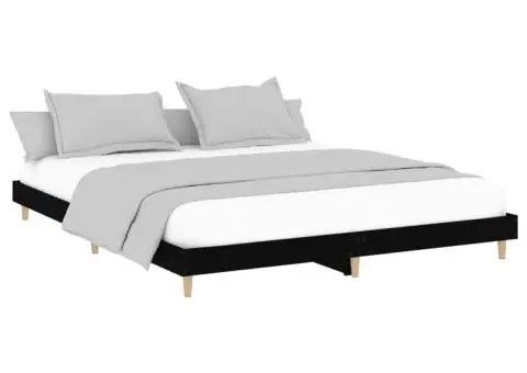 Cadru de pat, negru, 200x200 cm, lemn prelucrat - 3/5