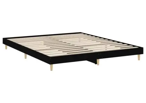 Cadru de pat, negru, 200x200 cm, lemn prelucrat - 5/5