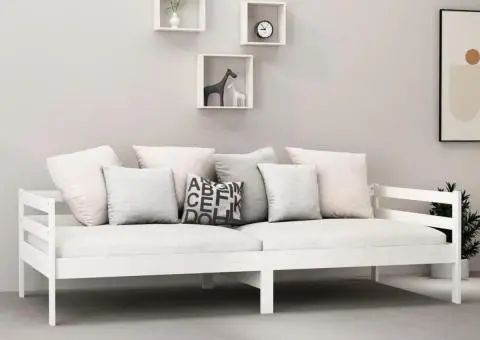 Pat de zi cu saltea, 90x200 cm, lemn masiv de pin - 3/5