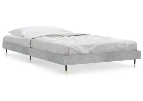 Cadru de pat, gri beton, 90x200 cm, lemn prelucrat - 2/5