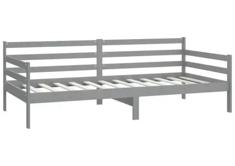 Pat de zi cu saltea, gri, 90x200 cm, lemn masiv de pin - 5/5