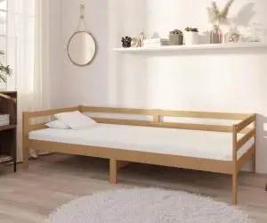 vidaXL Pat de zi cu saltea, maro miere, 90x200 cm, lemn masiv de pin