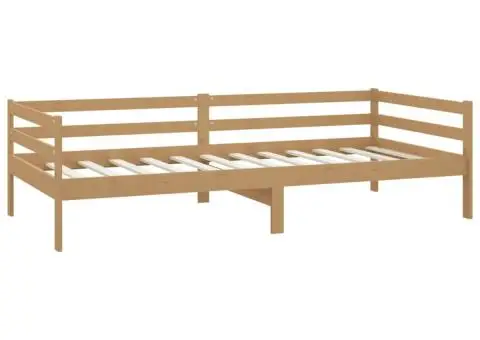 Pat de zi cu saltea, maro miere, 90x200 cm, lemn masiv de pin - 5/5