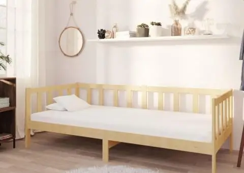 Pat de zi cu saltea, 90x200 cm, lemn masiv de pin - 1/5