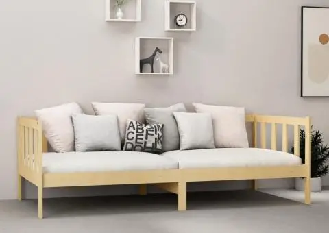 Pat de zi cu saltea, 90x200 cm, lemn masiv de pin - 3/5