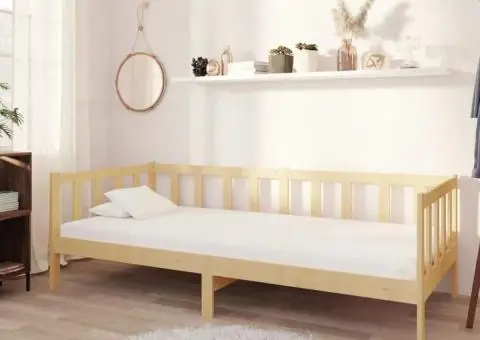 Pat de zi cu saltea, 90x200 cm, lemn masiv de pin - 1/5