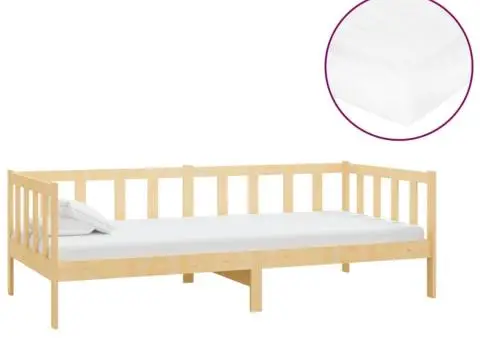 Pat de zi cu saltea, 90x200 cm, lemn masiv de pin - 2/5