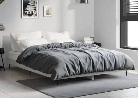 Cadru de pat, gri sonoma, 135x190 cm, lemn prelucrat - 1/5