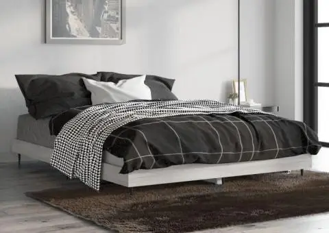 Cadru de pat, gri sonoma, 135x190 cm, lemn prelucrat - 4/5