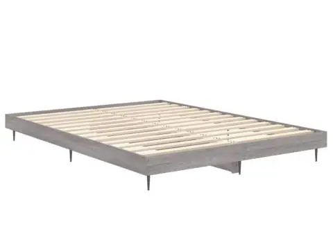 Cadru de pat, gri sonoma, 135x190 cm, lemn prelucrat - 5/5