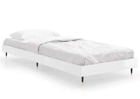 Cadru de pat, alb extralucios, 75x190 cm, lemn prelucrat - 2/5