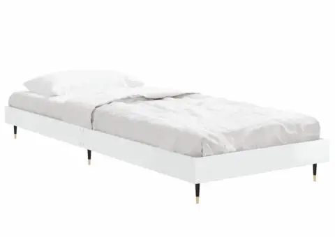 Cadru de pat, alb extralucios, 75x190 cm, lemn prelucrat - 4/5