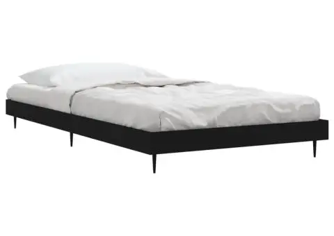 Cadru de pat, negru, 90x200 cm, lemn prelucrat - 3/5