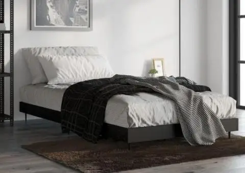 Cadru de pat, negru, 90x200 cm, lemn prelucrat - 4/5