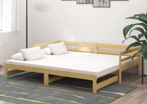 Pat extensibil de zi, 2x(90x200) cm, lemn masiv de pin - 1/5