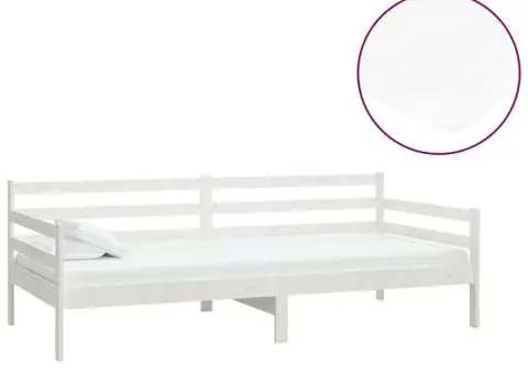 Pat de zi cu saltea, 90x200 cm, lemn masiv de pin - 2/5