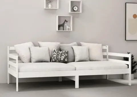 Pat de zi cu saltea, 90x200 cm, lemn masiv de pin - 4/5