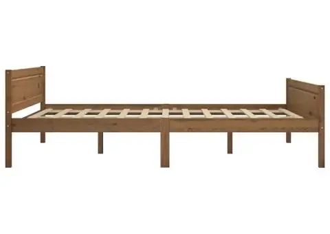 Cadru pat, maro miere, 120x200 cm, lemn masiv de pin - 3/5