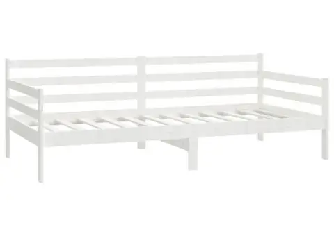 Pat de zi cu saltea, alb, 90x200 cm, lemn masiv de pin - 5/5