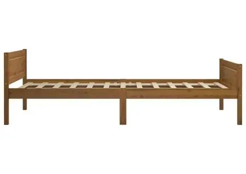 Cadru de pat, maro miere, 90x200 cm, lemn masiv de pin - 3/5