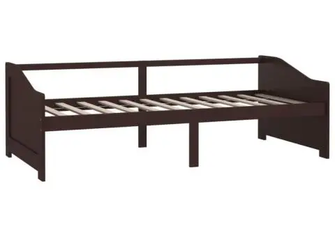 Pat de zi cu 3 locuri, maro închis, 90x200 cm, lemn masiv pin - 3/5