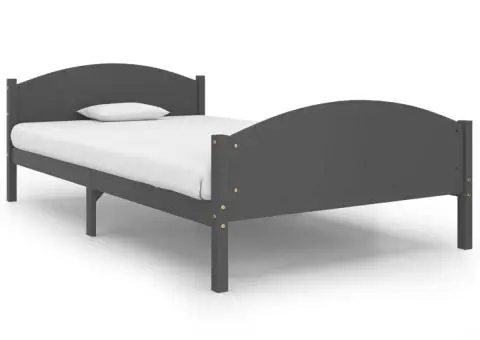 Cadru de pat, gri închis, 120x200 cm, lemn masiv de pin - 2/5