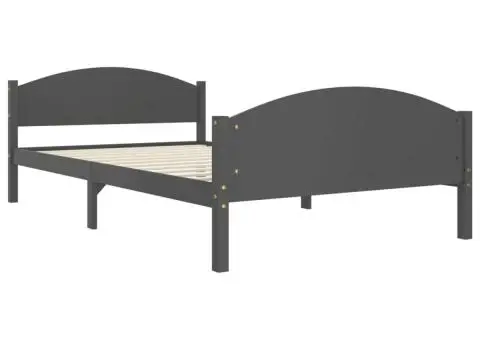 Cadru de pat, gri închis, 120x200 cm, lemn masiv de pin - 3/5