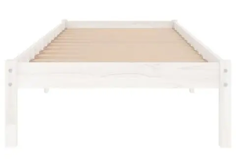 Cadru de pat, alb, 90x200 cm, lemn masiv de pin - 4/5