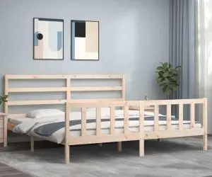 vidaXL Cadru de pat fără saltea, 200x200 cm, lemn masiv pin
