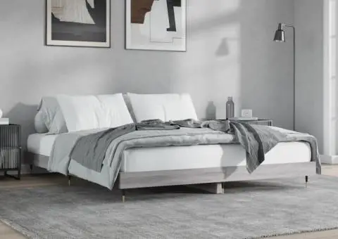 Cadru de pat, gri sonoma, 120x200 cm, lemn prelucrat - 1/5