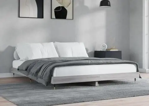 Cadru de pat, gri sonoma, 120x200 cm, lemn prelucrat - 3/5