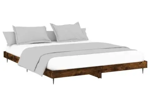 Cadru pat fără saltea Stejar afumat 200x200 cm Lemn prelucrat - 3/5