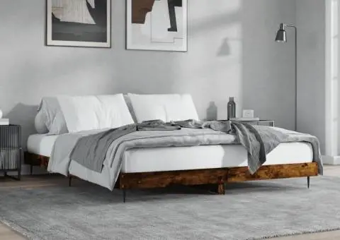 Cadru pat fără saltea Stejar afumat 200x200 cm Lemn prelucrat - 4/5