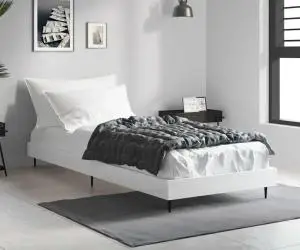 vidaXL Cadru de pat, alb, 75x190 cm, lemn prelucrat