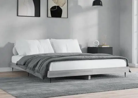 Cadru de pat, gri sonoma, 140x200 cm, lemn prelucrat - 1/5